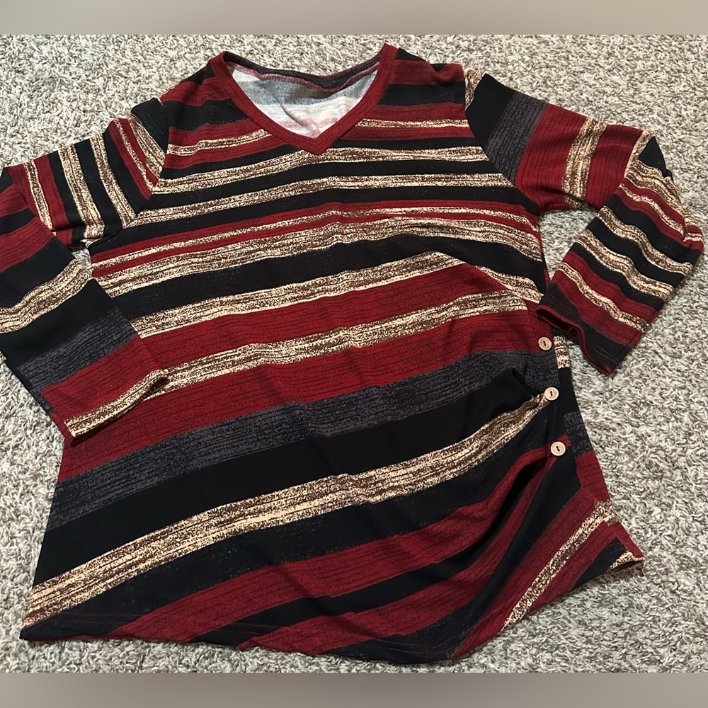 SHEIN SHEIN Curve Striped Long Sleeve in size 0XL (US XL)
